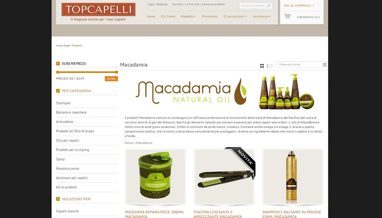 Vendita online prodotti per capelli